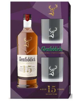 Glenfiddich 15 yo 70 cl | 2 Pahare | Cadou Whisky & Pahare